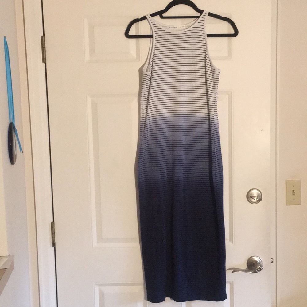 Athleta Long Maxi Fitted Navy Lined Dress Sz Small